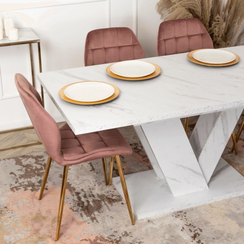 Stół CLARK Rozkładany 120-160 cm Biały Marmur