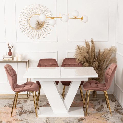 Stół CLARK Rozkładany 120-160 cm Biały Połysk