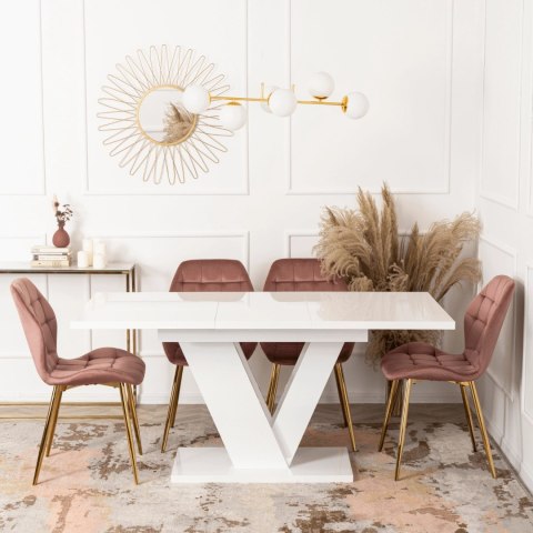 Stół CLARK Rozkładany 120-160 cm Biały Połysk