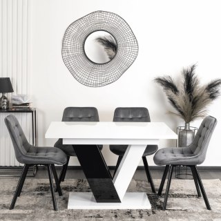 Stół CLARK Rozkładany 120-160 cm Biały/Czarny Połysk