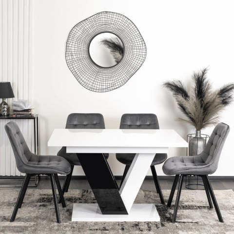 Stół CLARK Rozkładany 120-160 cm Biały/Czarny Połysk