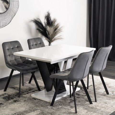 Stół CLARK Rozkładany 120-160 cm Biały/Czarny Połysk