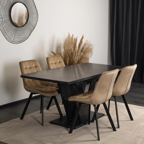 Stół CLARK Rozkładany 120-160 cm Czarny Marmur