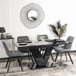 Stół CLARK Rozkładany 120-160 cm Czarny Połysk