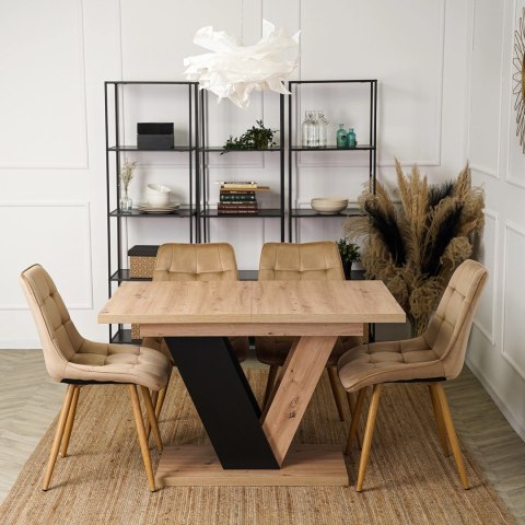 Stół CLARK Rozkładany 120-160 cm Dąb Artisan/Czarny