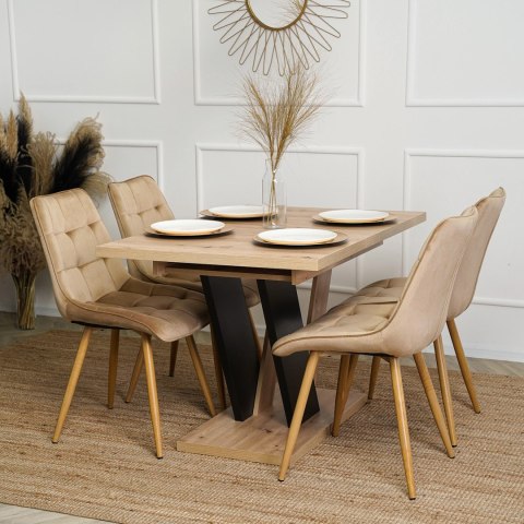 Stół CLARK Rozkładany 120-160 cm Dąb Artisan/Czarny