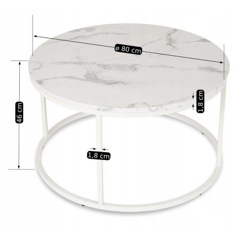 Stolik AGNES MAX Biały Marmur