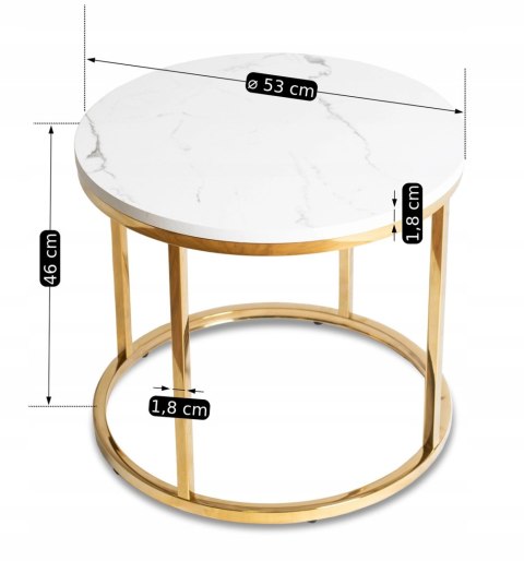 Stolik CLIFF Biały Marmur/Złoty