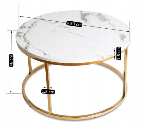 Stolik CLIFF MAX Biały Marmur/Złoty