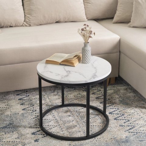 Stolik CONNY Biały Marmur/Czarny