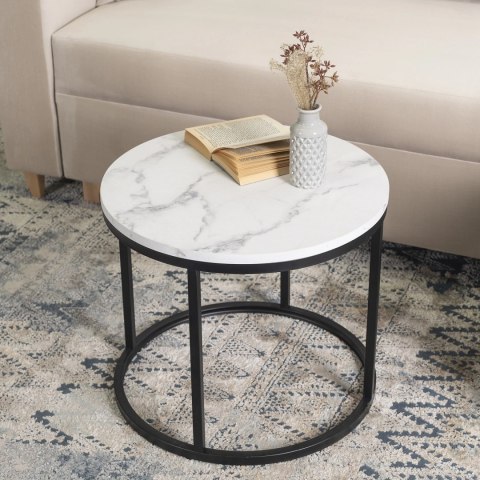 Stolik CONNY Biały Marmur/Czarny