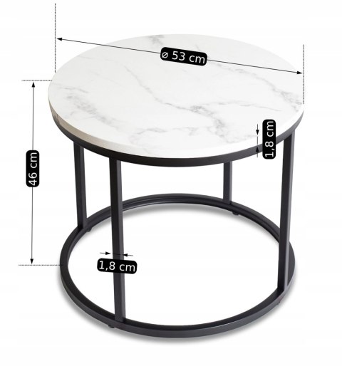 Stolik CONNY Biały Marmur/Czarny