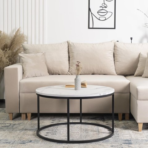 Stolik CONNY MAX Biały Marmur/Czarny