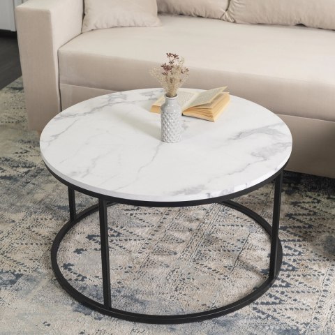 Stolik CONNY MAX Biały Marmur/Czarny