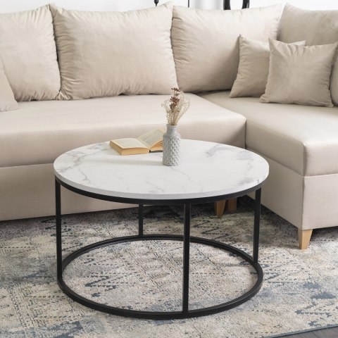 Stolik CONNY MAX Biały Marmur/Czarny