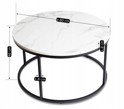 Stolik CONNY MAX Biały Marmur/Czarny