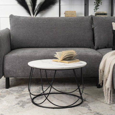 Stolik KATE Biały Marmur/Czarny