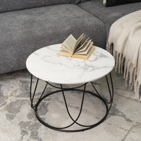 Stolik KATE Biały Marmur/Czarny