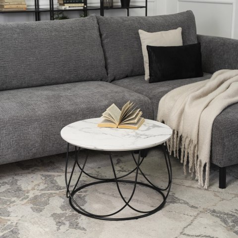 Stolik KATE Biały Marmur/Czarny