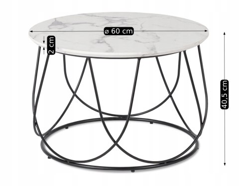 Stolik KATE Biały Marmur/Czarny