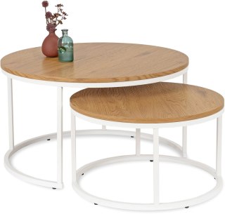 Zestaw Stolików DANIELLE MAX Dąb Naturalny/Biały