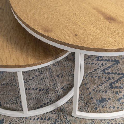 Zestaw Stolików DANIELLE MAX Dąb Naturalny/Biały