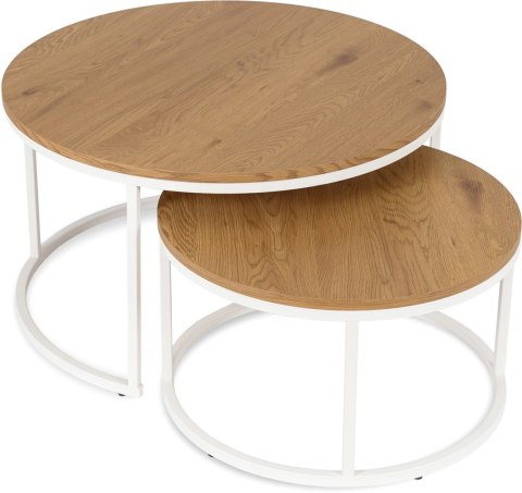 Zestaw Stolików DANIELLE MAX Dąb Naturalny/Biały