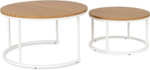 Zestaw Stolików DANIELLE MAX Dąb Naturalny/Biały