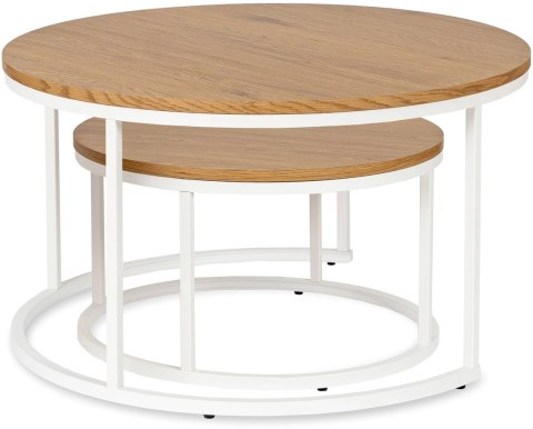 Zestaw Stolików DANIELLE MAX Dąb Naturalny/Biały