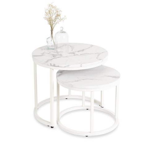 Zestaw Stolików JOE Biały Marmur