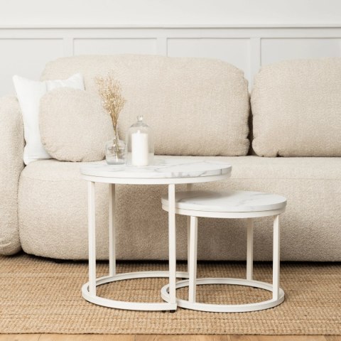 Zestaw Stolików JOE Biały Marmur