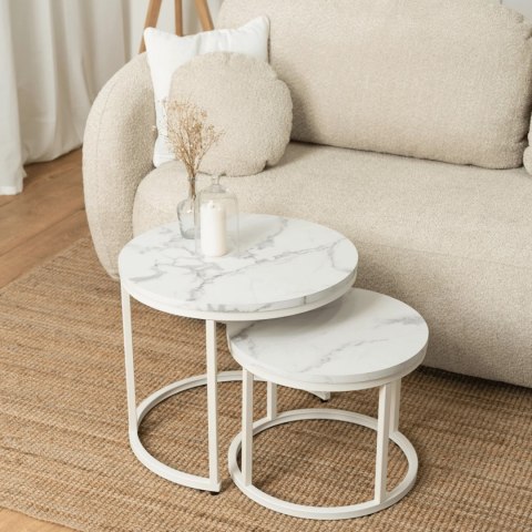 Zestaw Stolików JOE Biały Marmur