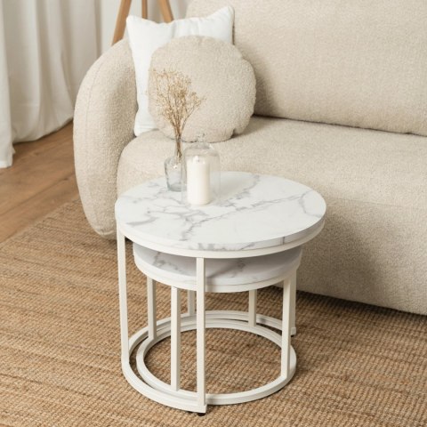 Zestaw Stolików JOE Biały Marmur