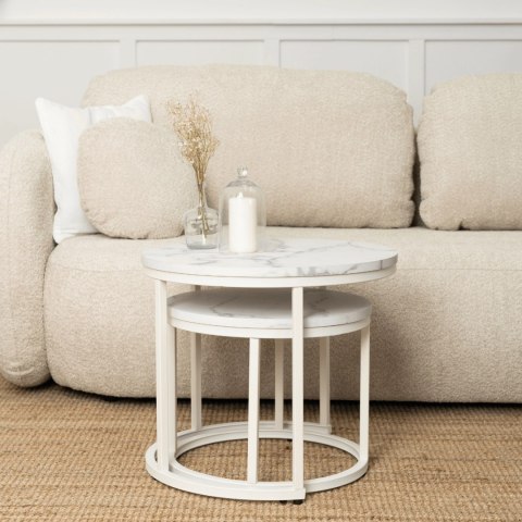 Zestaw Stolików JOE Biały Marmur