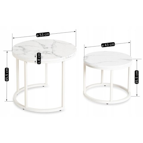 Zestaw Stolików JOE Biały Marmur
