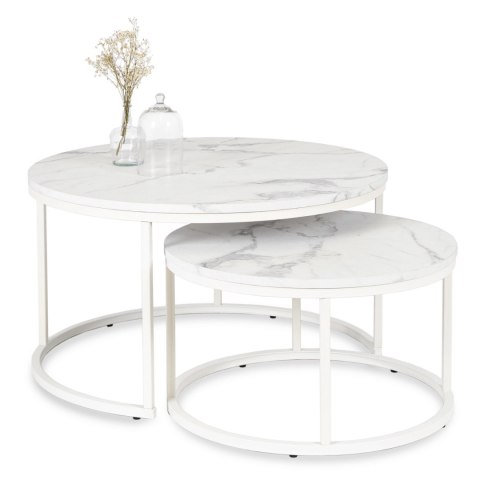 Zestaw Stolików JOE MAX Biały Marmur
