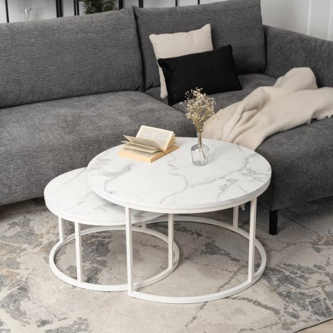 Zestaw Stolików JOE MAX Biały Marmur