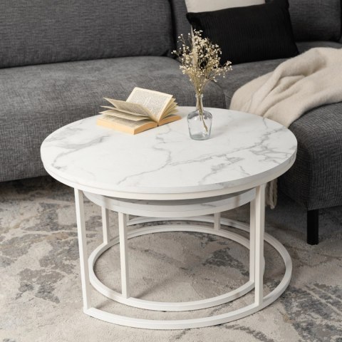 Zestaw Stolików JOE MAX Biały Marmur