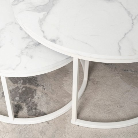 Zestaw Stolików JOE MAX Biały Marmur
