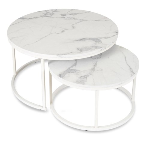 Zestaw Stolików JOE MAX Biały Marmur
