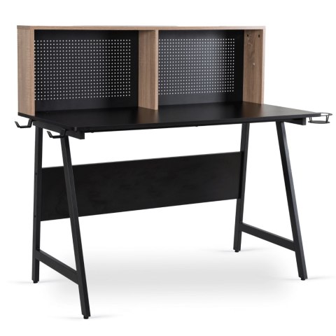 Biurko Gamingowe z Uchwytami Dla Gracza ICE 138,5 cm Czarne/Dąb Sonoma Nowoczesne Loft
