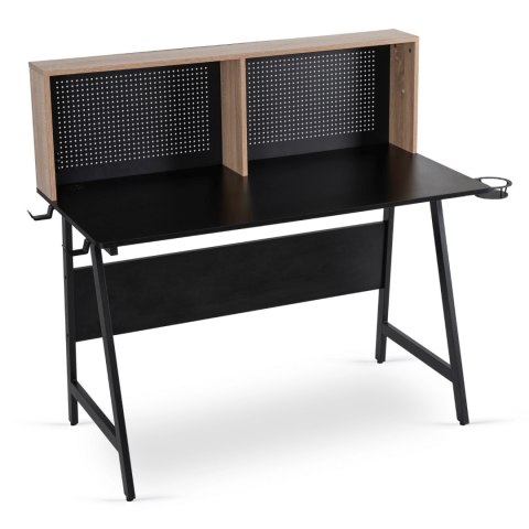 Biurko Gamingowe z Uchwytami Dla Gracza ICE 138,5 cm Czarne/Dąb Sonoma Nowoczesne Loft
