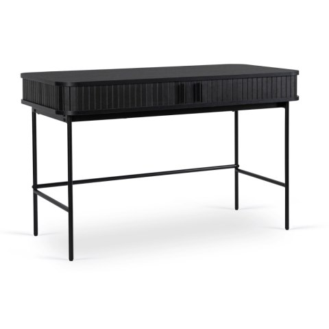 Biurko Rozsuwane TRISH 120 cm Czarne Ryflowane Nowoczesne Loft