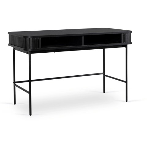 Biurko Rozsuwane TRISH 120 cm Czarne Ryflowane Nowoczesne Loft