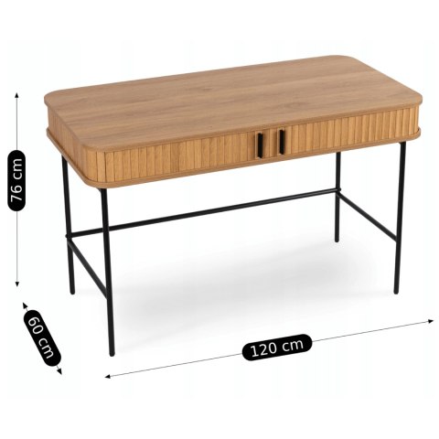 Biurko Rozsuwane TRISH 120 cm Dąb Ryflowane Nowoczesne Loft