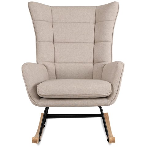 Fotel Bujany na Biegunach Uszak Wypoczynkowy JACKSON Beżowy do Salonu Nowoczesny