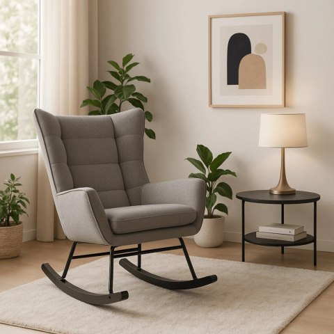 Fotel Bujany na Biegunach Uszak Wypoczynkowy JACKSON Szary do Salonu Nowoczesny