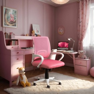 Fotel Młodzieżowy Obrotowy NATE Różowy Nowoczesny
