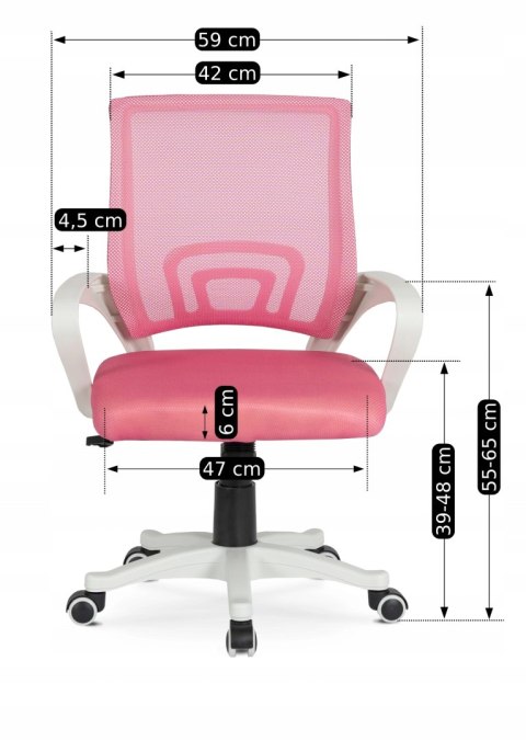 Fotel Młodzieżowy Obrotowy NATE Różowy Nowoczesny