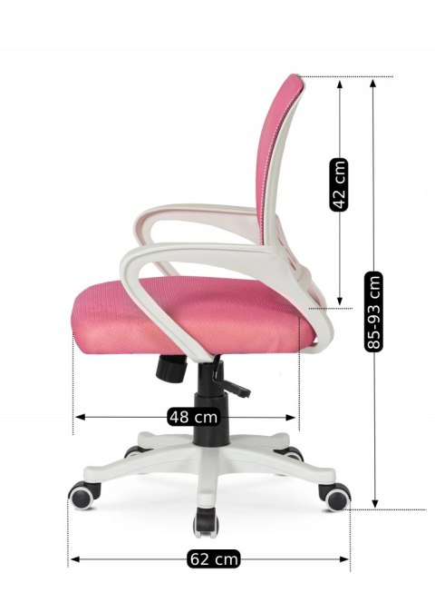 Fotel Młodzieżowy Obrotowy NATE Różowy Nowoczesny